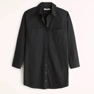 Abercrombie Relaxed Poplin Shirt Dress in Black, size XL